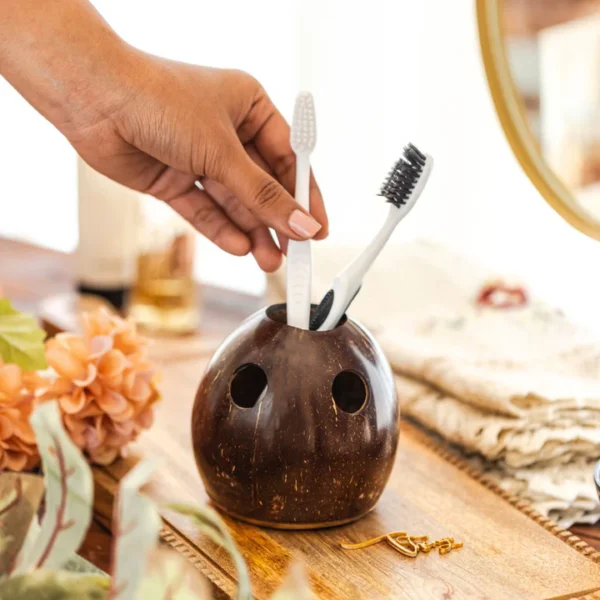 Eco-Friendly Coconut Shell Toothbrush Holder - Image 3