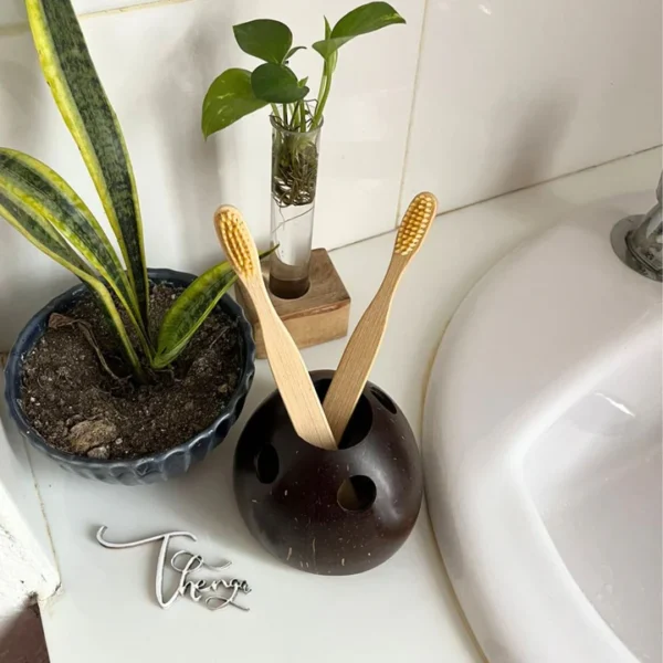 Eco-Friendly Coconut Shell Toothbrush Holder - Image 2