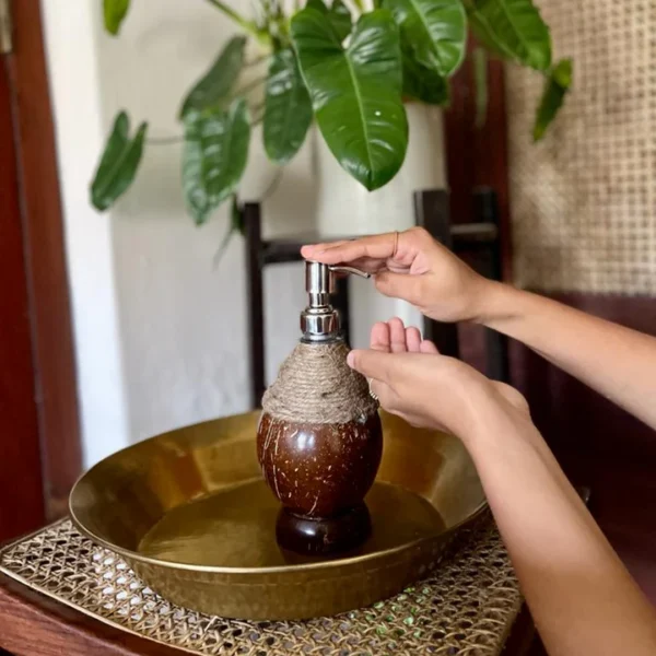 Soap Dispenser with Metal Pump & Coir Rope Detail - Image 2