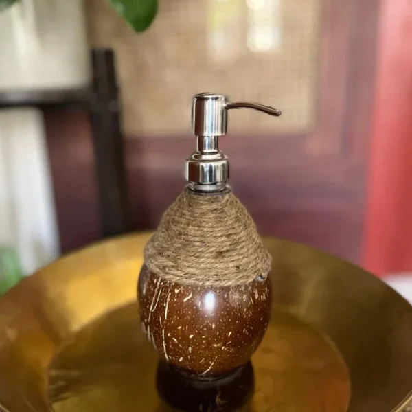 Soap Dispenser with Metal Pump & Coir Rope Detail - Image 4