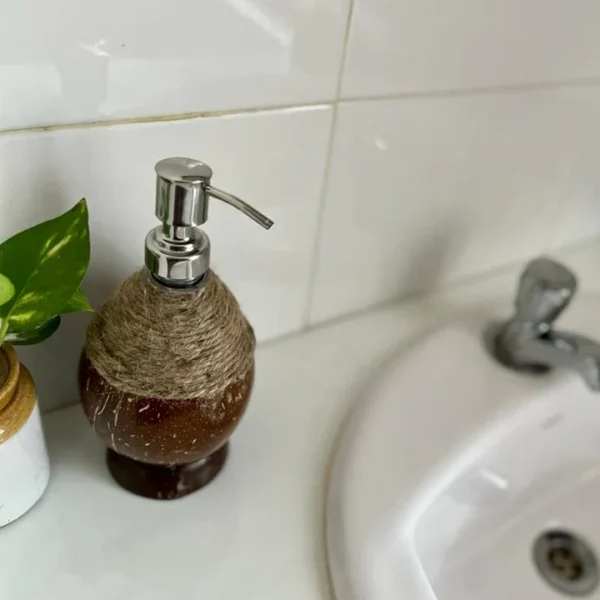 Soap Dispenser with Metal Pump & Coir Rope Detail - Image 3